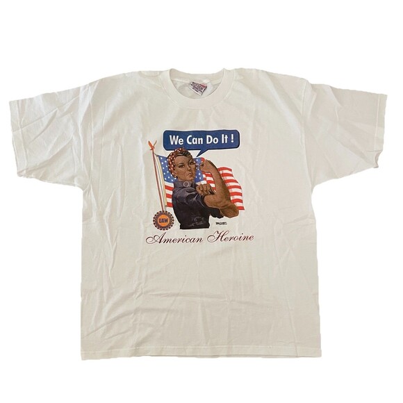 VTG Rosie Riveter UAW Local 1052 T Shirt USA Bayside Crewneck American Heroine - Picture 2 of 6